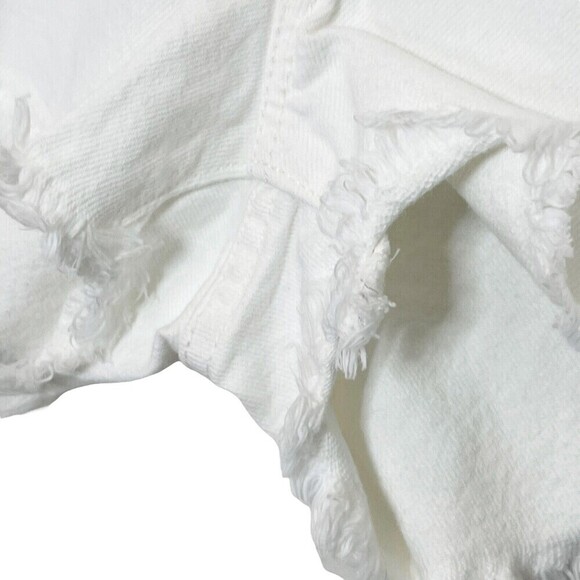 Levi’s NWT 501 Short Pearly White Distressed Raw Hem Size 34 Mid Rise - Picture 5 of 16